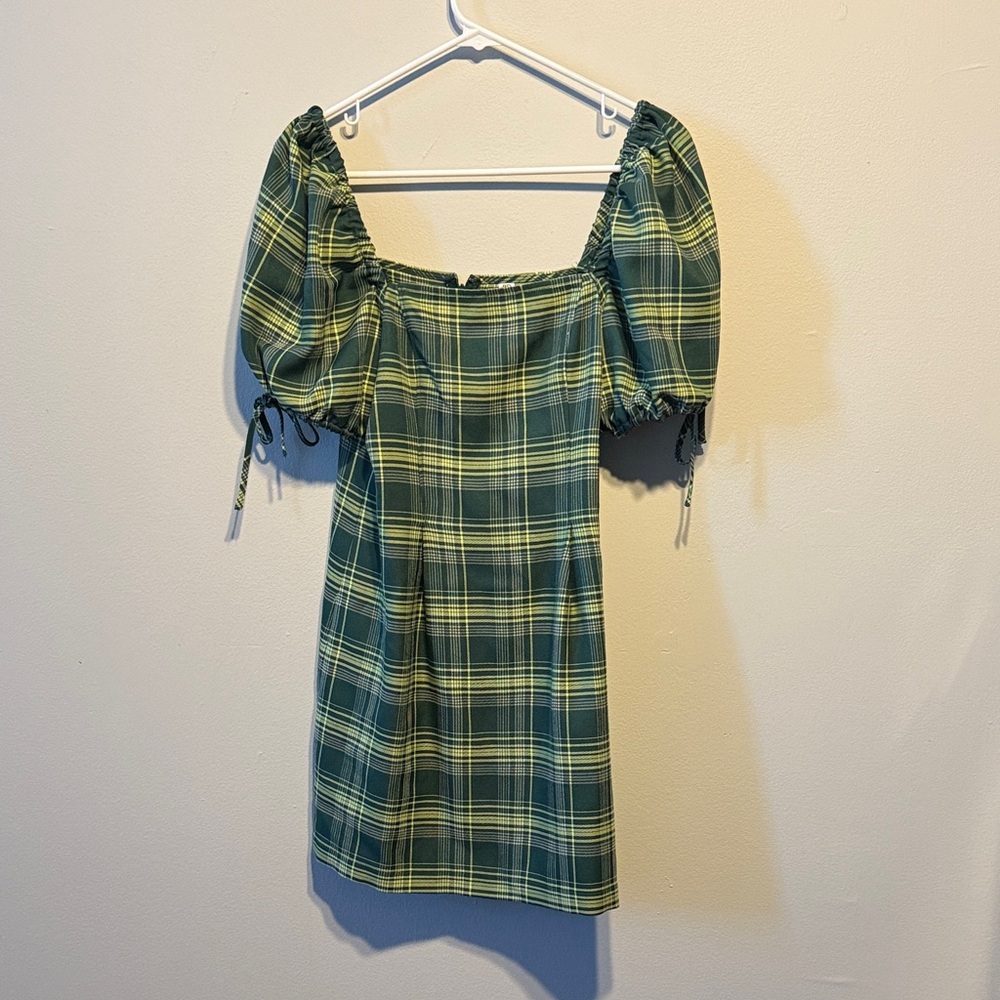 BP Green and Yellow Plaid Mini Dress